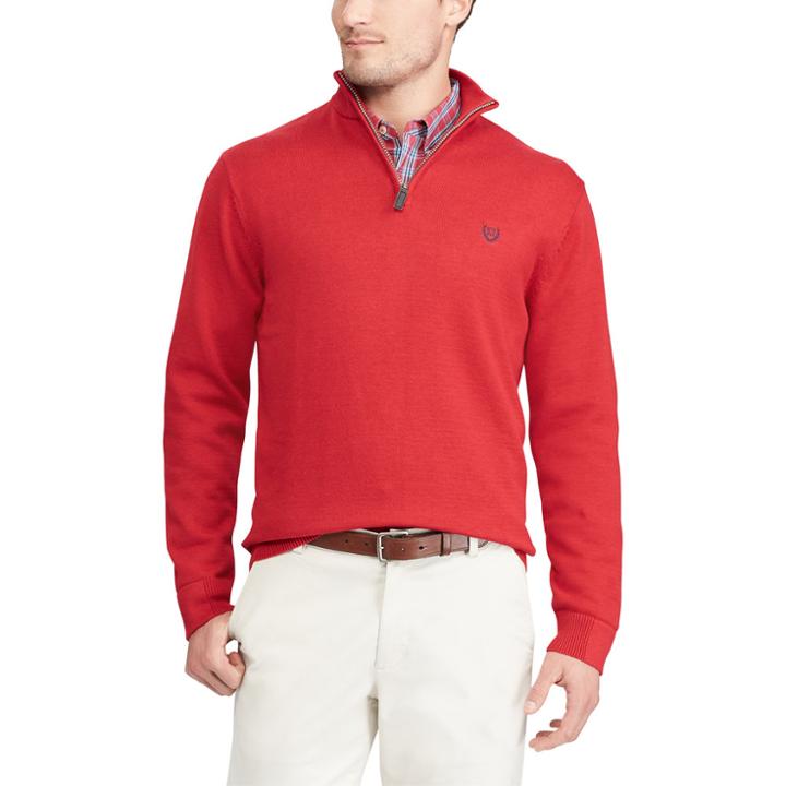 Men's Chaps Classic-fit Cool Max Stretch Quarter-zip Sweater, Size: Large, Red
