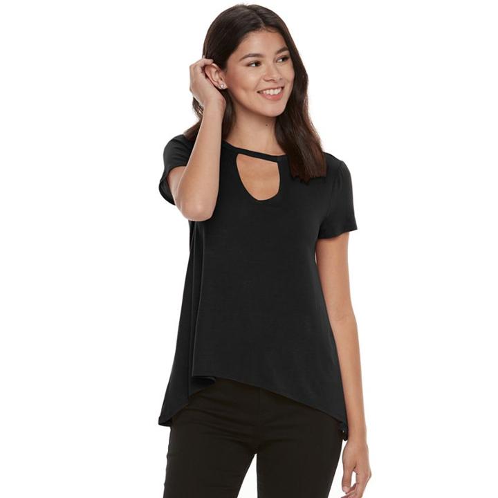 Juniors' Mudd&reg; Choker Neck Tee, Teens, Size: Xs, Black