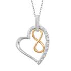 14k Gold Over Silver And Sterling Silver 1/10-ct. T.w. Diamond Infinity Heart Pendant, Adult Unisex, Size: 18, White