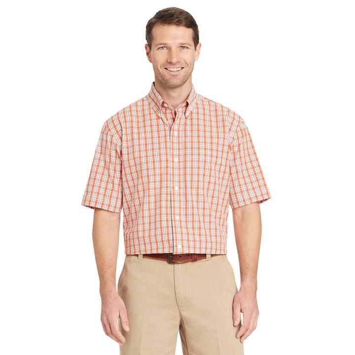 Men's Arrow Hamilton Classic-fit Wrinkle-free Poplin Button-down Shirt, Size: Small, Med Orange