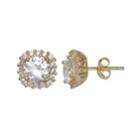Primrose 14k Gold Over Silver Cubic Zirconia Cushion Halo Stud Earrings, Women's