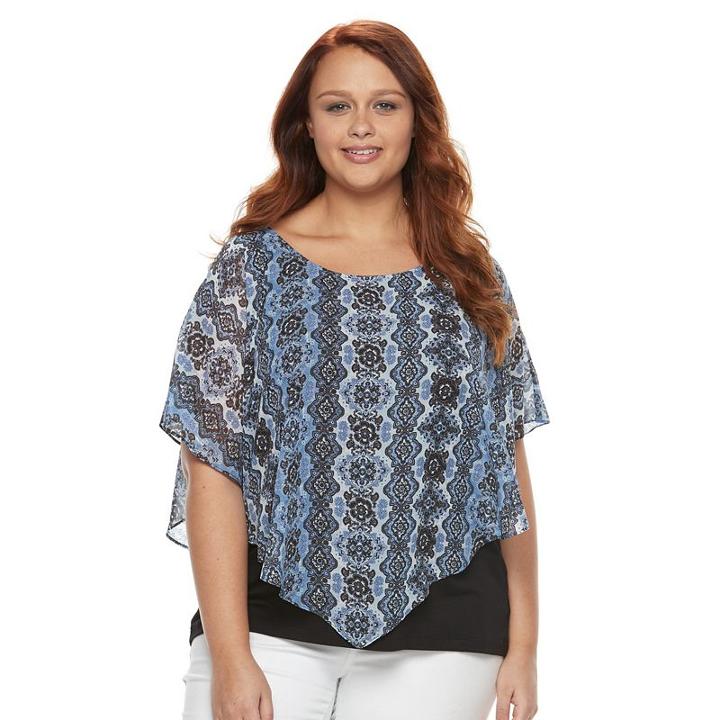 Plus Size Ab Studio Medallion Popover Top, Women's, Size: 3xl, Ovrfl Oth