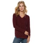 Women's Sonoma Goods For Life&trade; Geometric Twist Cable-knit Sweater, Size: Large, Dark Red