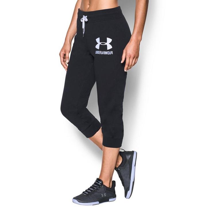Women's Under Armour Favorite Fleece Graphic Capris, Size: Xs, Black