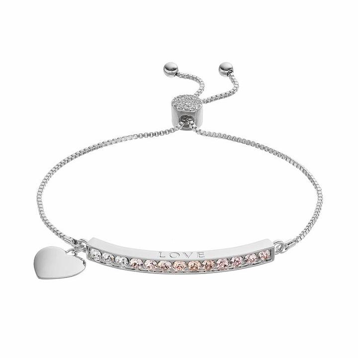 Brilliance Love Bolo Bracelet With Swarovski Crystals, Women's, Size: 7, Multicolor