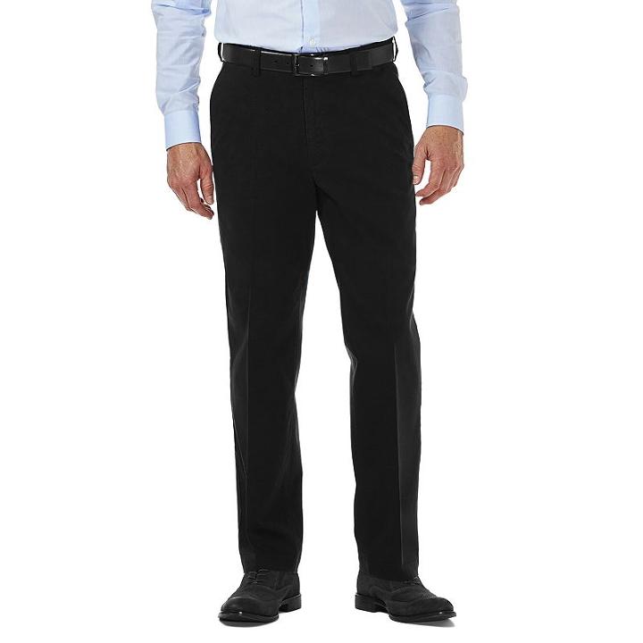 Men's Haggar Classic-fit Textured Stretch Expandable Waistband Chino Pants, Size: 36x30, Black