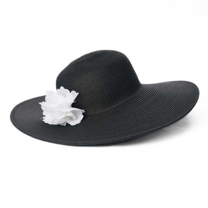 Women's Sonoma Goods For Life™ Flower Accent Floppy Hat, Black