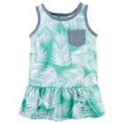 Girls 4-8 Carter's Tropical Chambray Pocket Peplum Tank, Size: 5, Green