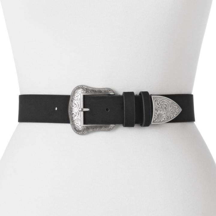 Women's Apt. 9&reg; Western Engraved Buckle Belt, Size: Small, Black