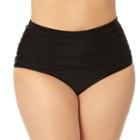 Juniors' Plus Size In Mocean Tummy-slimmer High-waisted Bikini Bottoms, Size: 2xl, Black