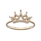 1/8 Carat T.w. Diamond 10k Gold Crown Ring, Women's, Size: 7, White