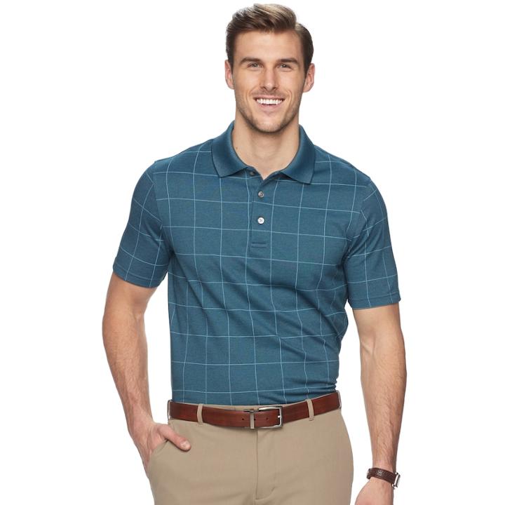 Big & Tall Van Heusen Flex Classic-fit Windowpane Polo, Men's, Size: 2xb, Turquoise/blue (turq/aqua)