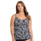 Plus Size Upstream Tiered Empire Tankini Top, Women's, Size: 18 W, Oxford