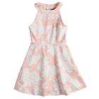 Girls 7-16 Three Pink Hearts Puffy Floral Scuba Dress, Size: 8, Light Pink
