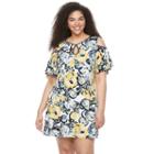 Plus Size Chaya Floral Cold-shoulder Shift Dress, Women's, Size: 24 W, Blue Other
