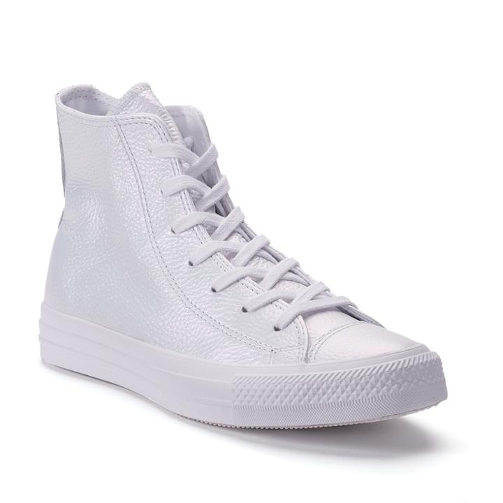Women's Converse Chuck Taylor All Star Iridescent Leather High Top Sneakers, Size: 11, White