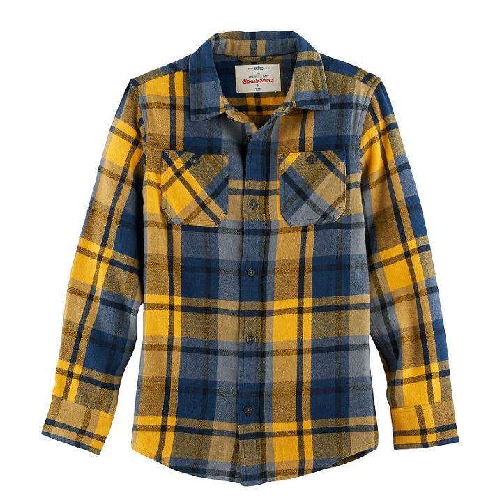 Boys 8-20 Urban Pipeline&reg; Ultimate Regular-fit 2-pocket Flannel Button-down Shirt, Size: Large, Gold
