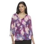 Petite Jennifer Lopez Floral Ruffled Blouse, Women's, Size: M Petite, Purple