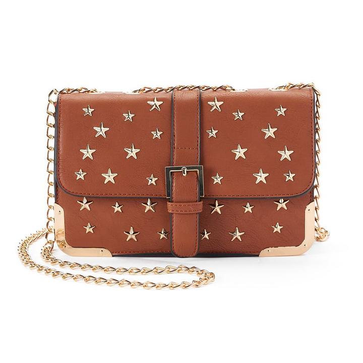 Kiss Me Couture Star Studded Crossbody Bag, Women's, Brown
