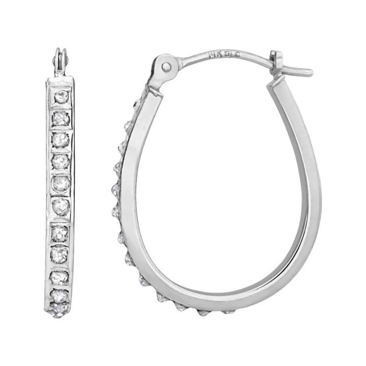 Diamond Fascination 14k Gold Diamond Accent Pear Hoop Earrings, Women's