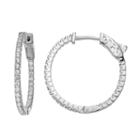 Fleur Cubic Zirconia Inside-out Hinged Hoop Earrings, Women's, Grey