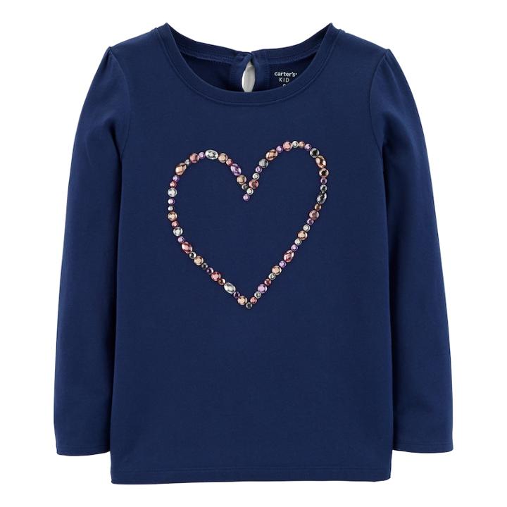 Girls 4-12 Carter's Jewel Heart Graphic Tee, Size: 4-5, Blue