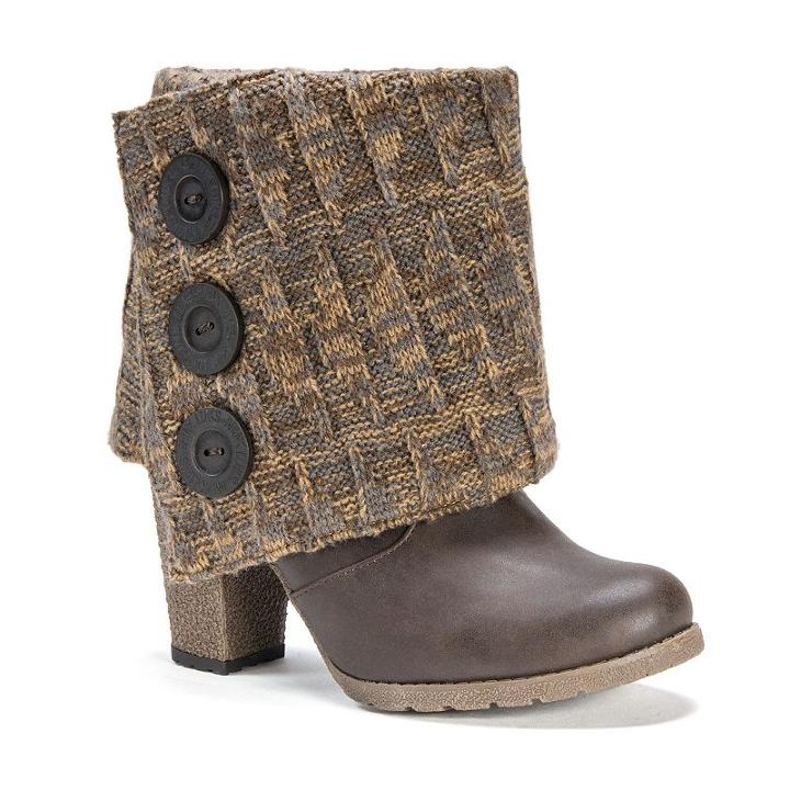 Muk Luks Chris Women's Sweater-cuff Ankle Boots, Girl's, Size: 6, Med Brown