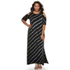 Plus Size Design 365 Tie-dye Cold Shoulder Maxi Dress, Women's, Size: 1xl, Oxford