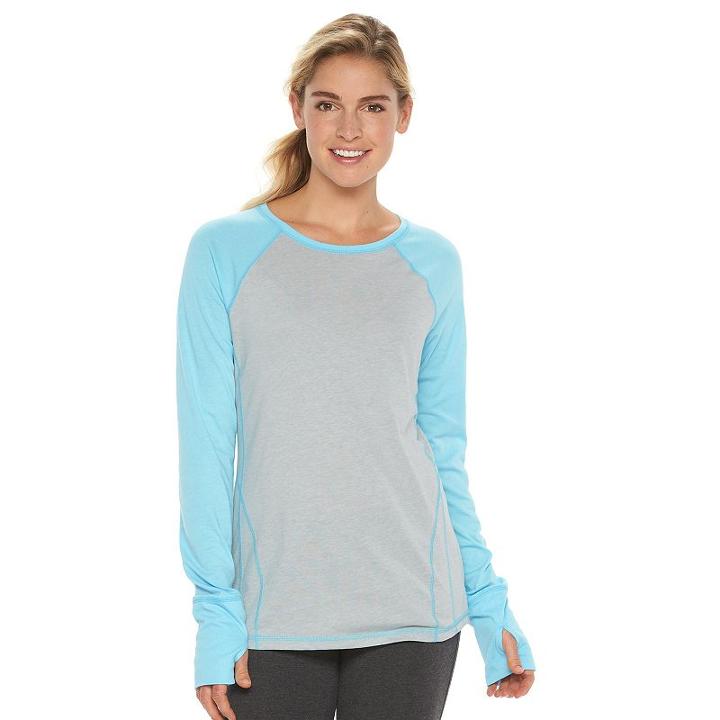 Women's Tek Gear&reg; Printed Raglan Layering Tee, Size: Xl, Light Grey