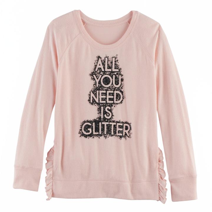 Girls 7-16 & Plus Size So&reg; Ruffle Sweater, Size: 20 1/2, Brt Pink