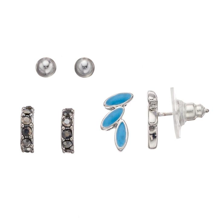 Simply Vera Vera Wang Ball Stud & Blue Drop Earring Set, Women's