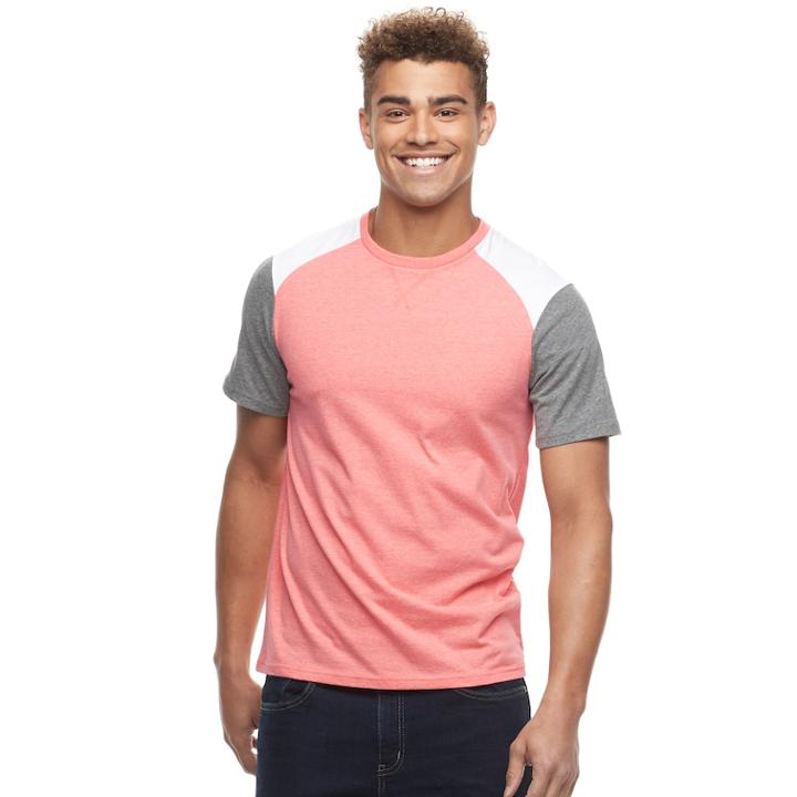 Men's Urban Pipeline&reg; Colorblock Raglan Tee, Size: Xl, Pink