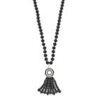 Dana Buchman Swirl Bead Tasseled Necklace, Women's, Black