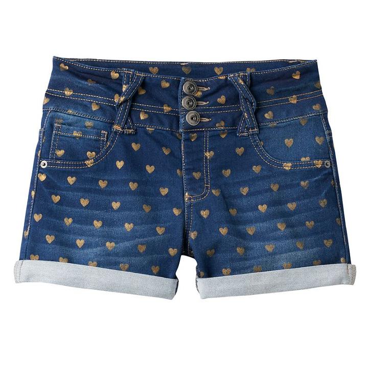 Girls Plus Size So&reg; Braided Belt Loop High-waist Jean Shorts, Girl's, Size: 12 1/2, Med Blue