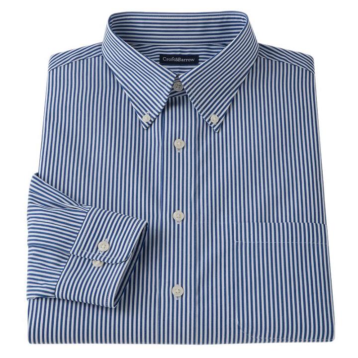 Men's Croft & Barrow&reg; Slim-fit Easy-care Button-down-collar Dress Shirt, Size: 17-32/33, Blue