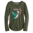 Girls 7-16 & Plus Size Mudd&reg; High-low Graphic Tee, Size: 10, Dark Green