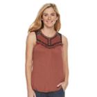 Women's Sonoma Goods For Life&trade; Embroidered Fringe Tank, Size: Large, Dark Brown