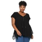 Plus Size World Unity Flutter Short Sleeve Top, Women's, Size: 3xl, Oxford