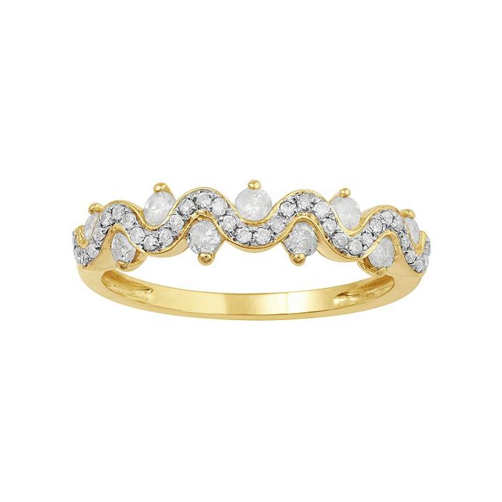 10k Gold 1/2 Carat T.w. Diamond Twist Ring, Women's, Size: 6, White