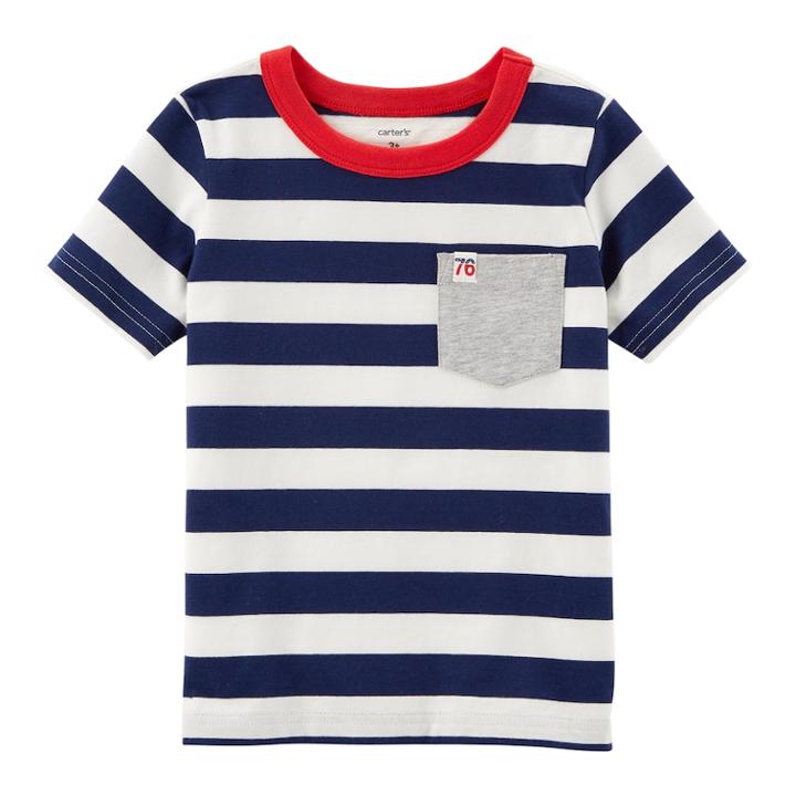 Boys 4-8 Carter's Striped Pocket Tee, Size: 4/5, Navy White
