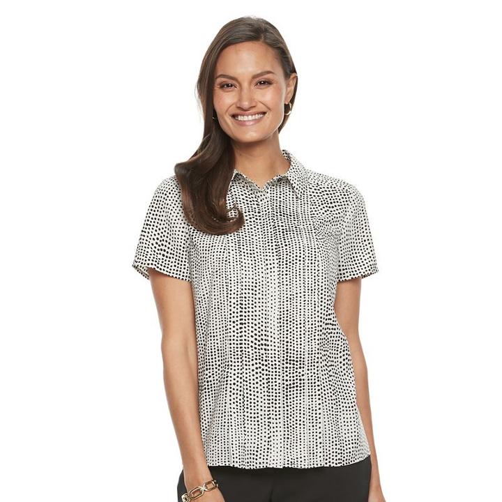 Women's Dana Buchman Pleated Blouse, Size: Medium, Med Beige