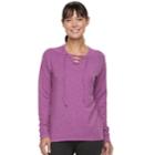Women's Tek Gear&reg; Lace-up Long Sleeve Top, Size: Large, Med Purple