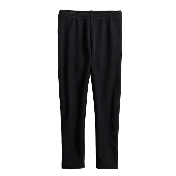 Girls 4-10 Jumping Beans&reg; Solid Full-length Fleece Leggings, Size: 10, Black