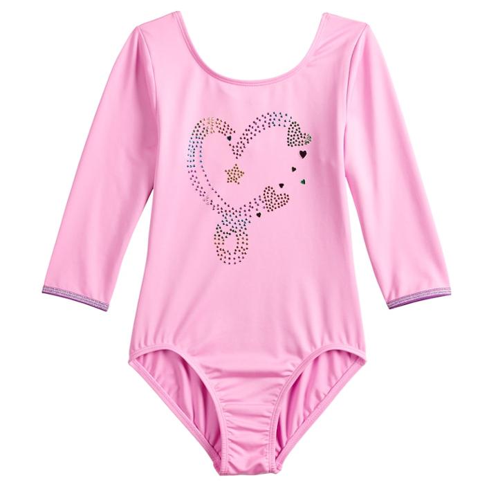 Girls 4-14 Jojo Siwa Heart Dance Leotard By Danskin, Size: Medium, Dark Pink