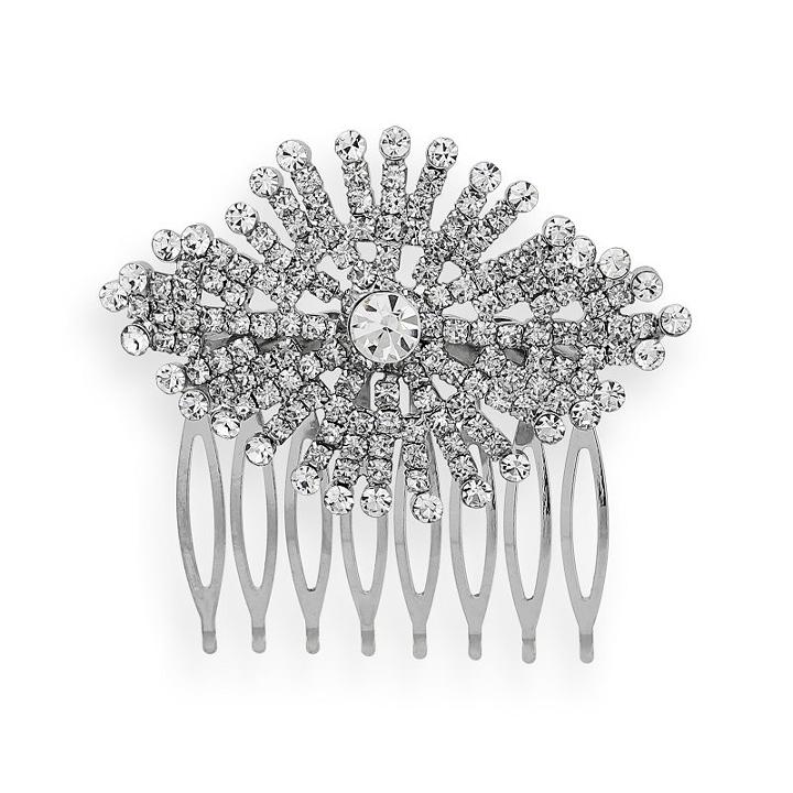 Crystal Allure Starburst Hair Comb, White