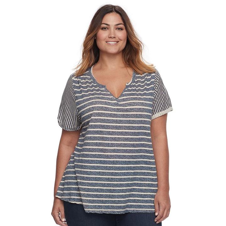 Plus Size Sonoma Goods For Life&trade; Splitneck Tee, Women's, Size: 3xl, Dark Blue