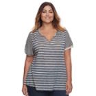 Plus Size Sonoma Goods For Life&trade; Splitneck Tee, Women's, Size: 3xl, Dark Blue