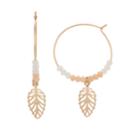 Lc Lauren Conrad Beaded Nickel Free Leaf Hoop Drop Earrings, Women's, Brown