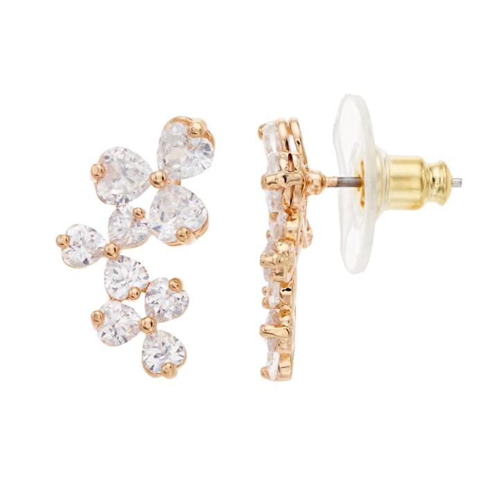 Napier Cubic Zirconia Flower Earrings, Women's, Gold