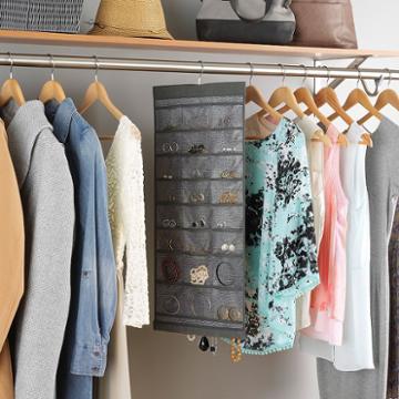 Whitmor Hanging Jewelry Organizer, Grey